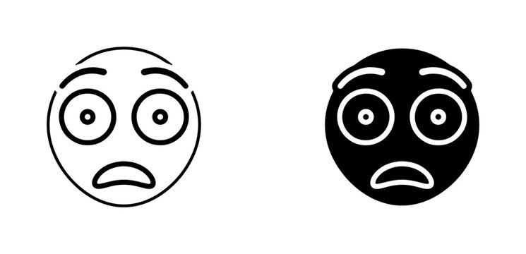 Shocked Emoji Icons, Surprised Face Vector Graphics, Astonished Expression Symbols