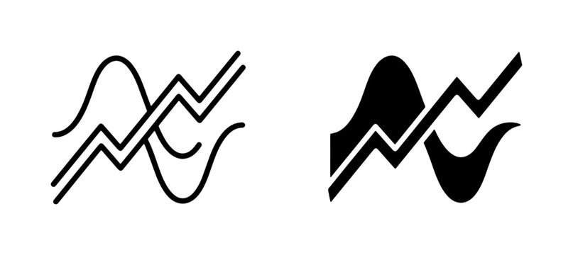 Abstract Wave and Graph Icons, Data Analysis Symbols, Business Growth Charts, Vector Illustrations