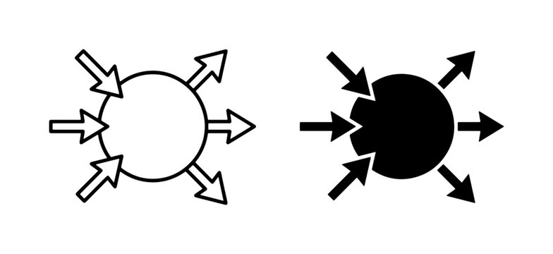 Concentration and Dispersion Icons: Input and Output Arrows, Central Core Symbol