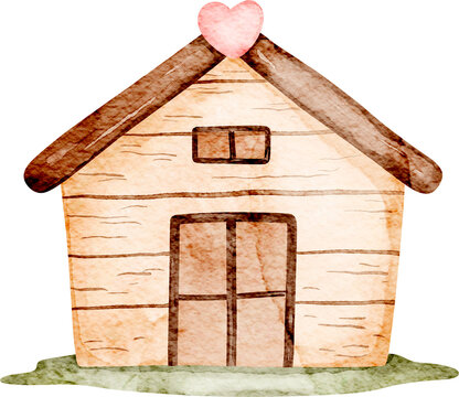 Watercolor Illustration of Farmhouse