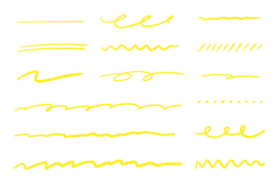 手描きペンのアンダーラインセット 黄色