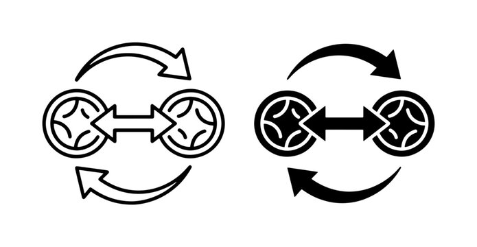 Circular Arrows Exchange Icons, Two-Way Communication Symbols, Data Transfer Vector Graphics