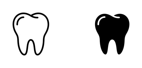 Obraz premium Dental Icons, Tooth Outline and Silhouette, Oral Health Symbols, Dentistry Vector Graphics for Medical and Healthcare Concepts