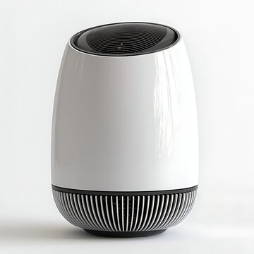 Modern Air Purifier Appliance: A sleek, contemporary air purifier with a unique ovular design and black accents, promising cleaner indoor air.