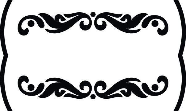 Symmetrical black flourish frame featuring elegant vintage scrollwork and accents.
