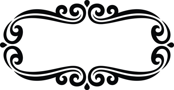 Elegant Horizontal Oval Frame with Symmetrical Vintage Scrollwork and Swirls