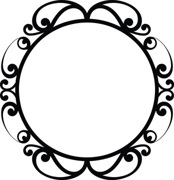 A round vintage border is embellished with curls and swirls.