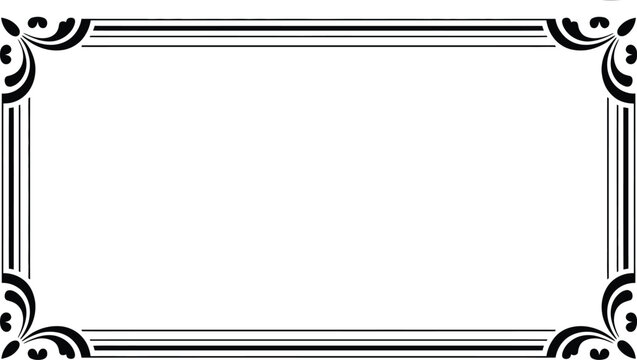 Horizontal Vintage Border with Parallel Lines and Decorative Corner Accents