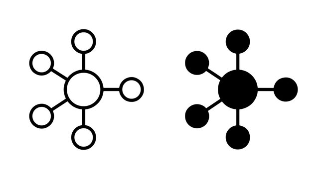 Abstract Network Connections, Data Hubs, and Centralized Systems Icons