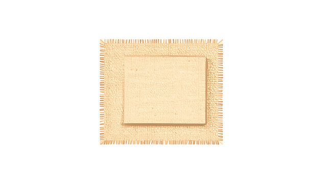 beige square burlap texture with frayed edges, simple and rustic design, natural fiber background for crafts or material concepts
