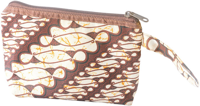 Traditional Indonesian Batik Pouch Purse with Zipper Cut Out