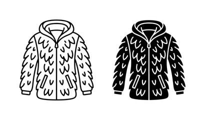 Winter Jacket Vector Icons, Hooded Parka Illustration, Warm Outerwear Graphics, Apparel Design Elements © Rakibul