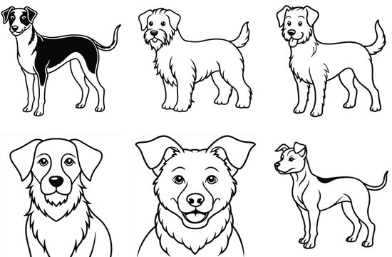 Black dog head silhouette on white background, dog head vector