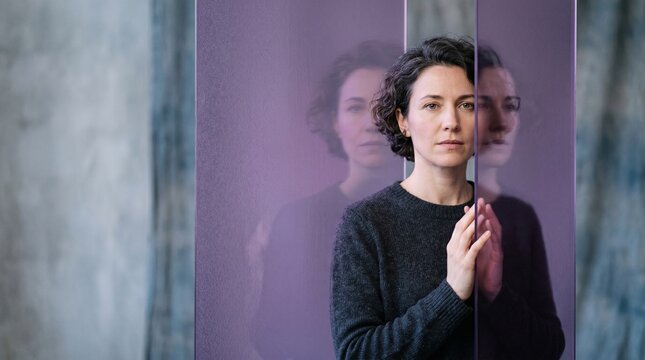 World Narcissistic Abuse Awareness Day Survivor Standing Behind Purple Glass