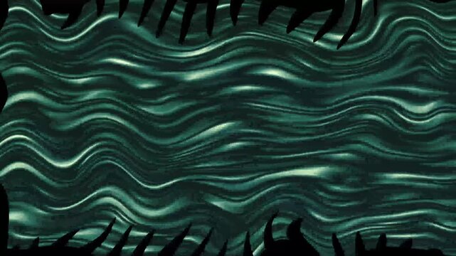 Blue space of waves of glowing particles. Smooth movement of the desert surface, monochrome background. Black wave pattern 4K loop.