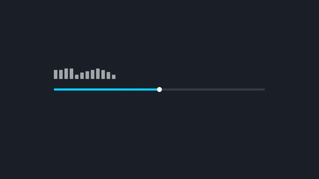 A blue progress bar with a white dot moves across a black background with white bars