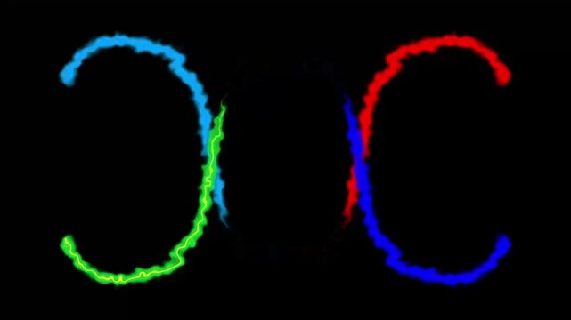 4K Colorful gradient abstract circle pattern modern animated background. Gradient typography animation. Neon Sign and frames with black and blue background.