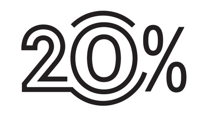 Percentage 20% icon in bold black typography for discounts, promotions, and pricing change concepts featuring 20%, discount, promo with promotion and © MissBeauty