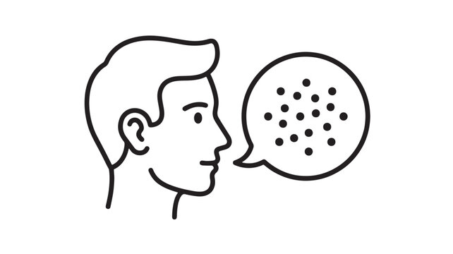Conversation bubble icon set with talking heads and dots for messaging communication on white background