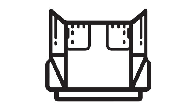 Pro film clapperboard icon with black outline style on white background for media production and filmmaking