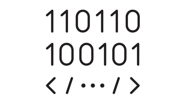 Numbers 110110100101 pro code sequence with binary digits and navigation arrows for programming interface design