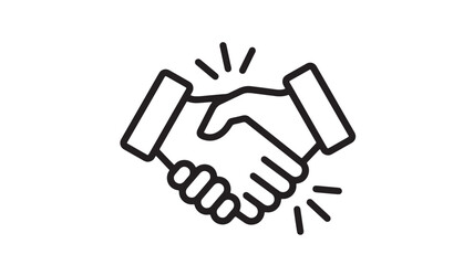 Obraz premium Handshake icon with bold outline style featuring simple arms and light radiating lines for agreement