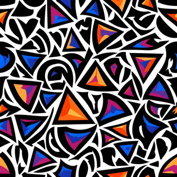 Colorful abstract triangle pattern seamless mosaic design