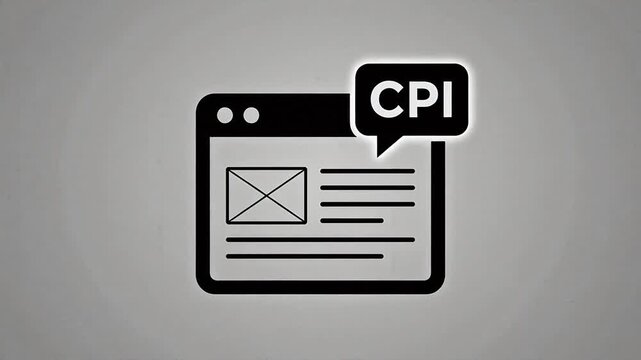 Black icon with CPI label on gray background for creative digital media and visual arts