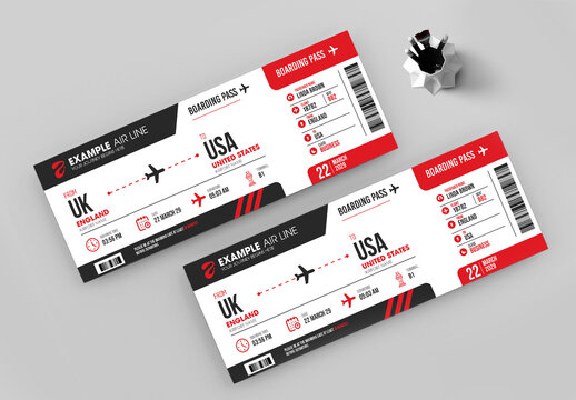 Airline Boarding Pass Template With Modern Travel Design Layout