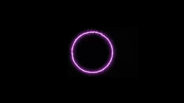 Replicant circle on black background, loop spectrum animation, glowing neon light