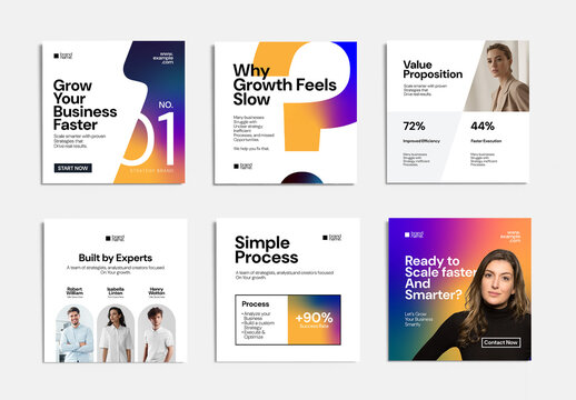 Corporate Marketing Carousel Post With Gradient Branding