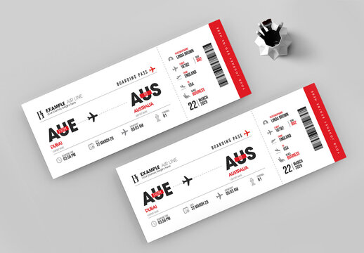 Modern Airline Boarding Pass Ticket With Minimal Travel Design