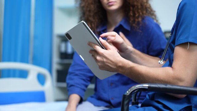 patient filling insurance legal document at appointment with doctor. woman patient signing medical treatment contract, agreement form for taking medic care service, consultation, therapy.