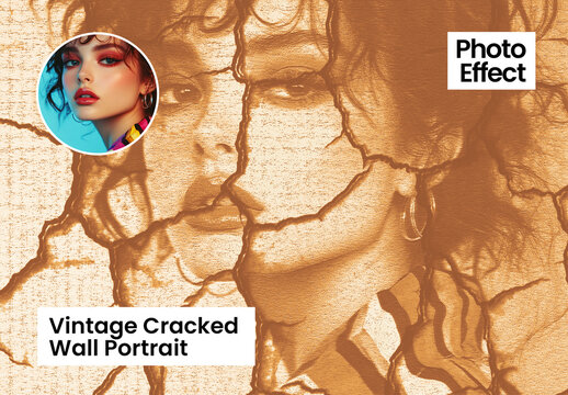 Vintage Cracked Wall Portrait Photo Effect