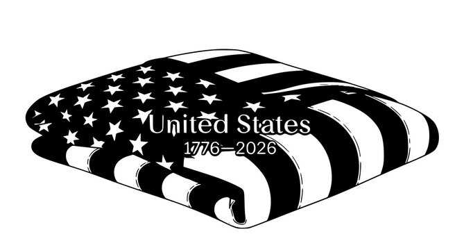 Draped american flag memorial design with text united states 1776 2026