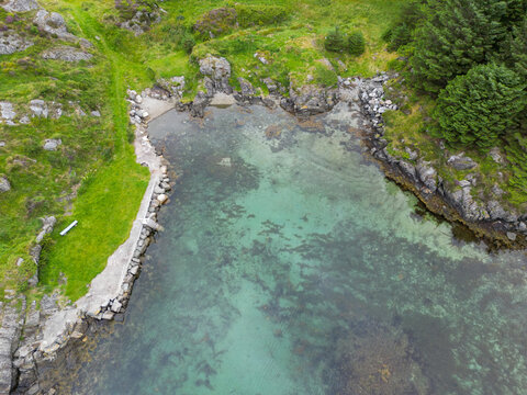 Turquoise Coastal Water Along Norwegian Coast
