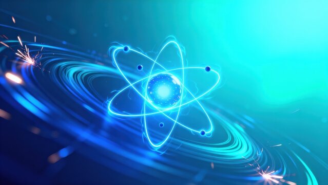 Abstract atomic structure with glowing elements