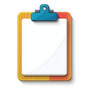 Clipboard for Notes: A blank clipboard with a metallic clip holds a sheet of paper, ready for notes, ideas, or to-do lists, offering a clean space for recording information.