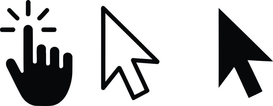 Cursor click icon collection with hand pointer and mouse arrow isolated on white background vector illustration design