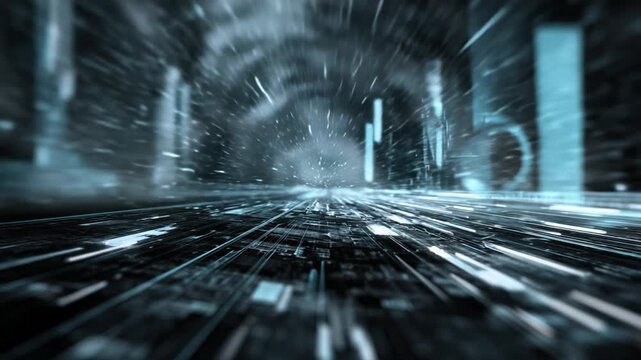 Digital Gateway: A mesmerizing visual of a futuristic data tunnel, exuding a sense of speed and technological advancement.