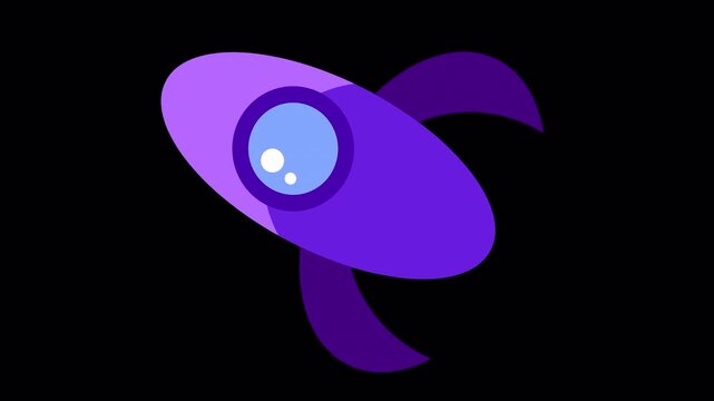 Cute cartoon space rocket flying. Seamless loop animation