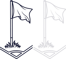 Corner Flag Icon with Soccer Field Markings in Minimalist Line Art Style © Nipa