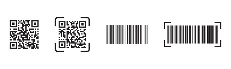 Obraz premium Product tracking barcode graphics. Product tracking barcode and qr code graphics isolated on bright background for industrial retail and ecommerce use.