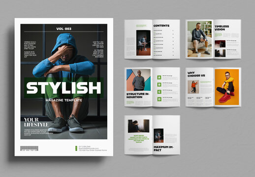 Modern Magazine Template with Fashion Photography