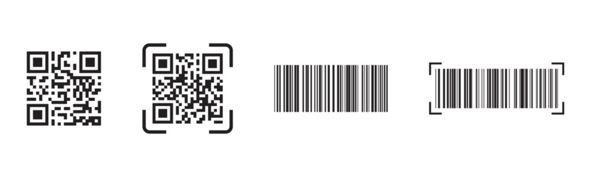 Scan me qr and barcode icons. Modern scan me icons with qr codes and barcodes for marketing digital access authentication and smart technology concepts.