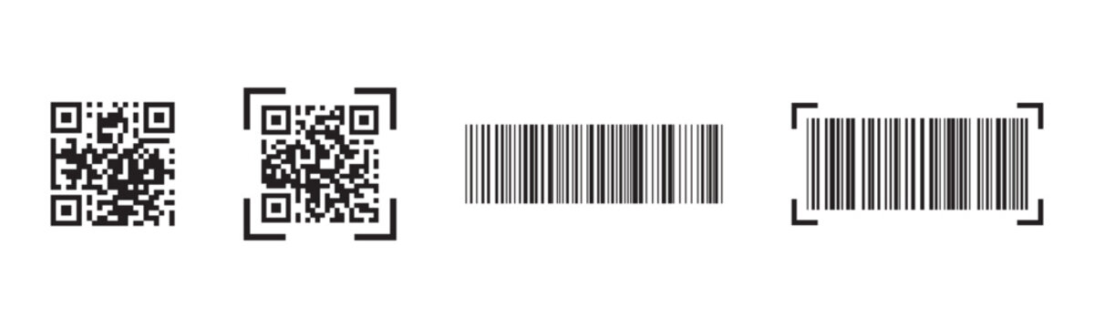 Barcode reader and qr scanner graphics. Clean barcode reader and qr scanner graphics for modern retail pos systems product management and inventory control.
