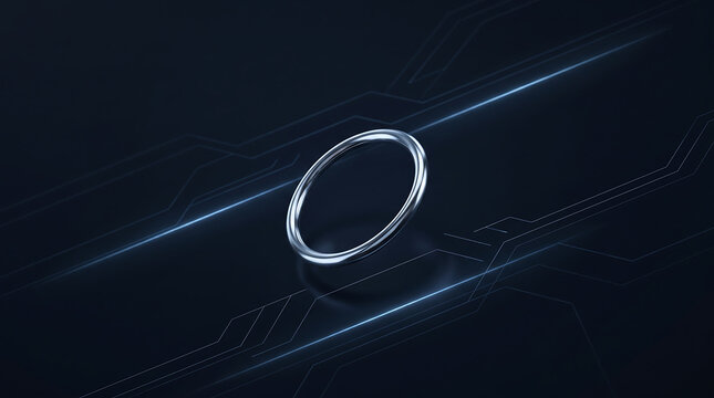 Glowing blue ring on dark background with neon lines