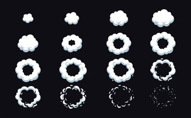 Cartoon Smoke Explosion Sprite Sheet, VFX Animation Frames for 2D Games and Motion Graphics © Astart