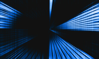 Fototapeta premium black blue background featuring a one-point perspective effect with Digital or Pixelated Texture and a very symmetrical line composition