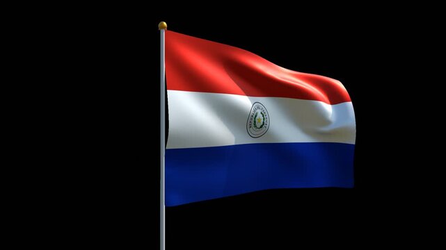 Paraguay Waving Flag Seamless Loop - 3D Rendering Animation Transparent Background